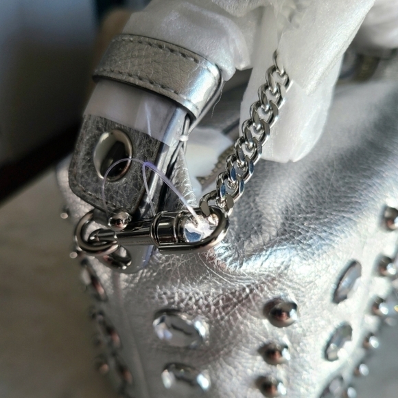Rebecca Minkoff Stone Studded Shoulder Bag, Silver, NWT - Picture 8 of 16